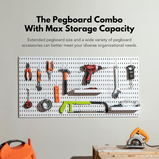 Keepo Pegboard Combination Kit, Pegboards and Accessories Modular Hanging for Wall Organizer, Crafts Organization, Ornaments Display, Nursery Storage, Peg Board (White, 44″×22″)