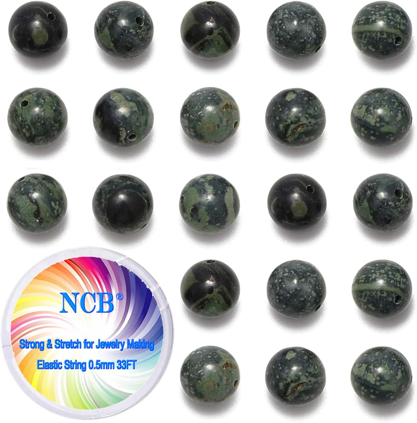 NCB 100pcs Original Natural Stone Beads Gemstone Round Loose Beads 6mm 8mm 10mm (Blue Aventurine, 6mm 100Beads) - Colors A