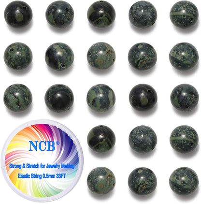 NCB 100pcs Original Natural Stone Beads Gemstone Round Loose Beads 6mm 8mm 10mm (Blue Aventurine, 6mm 100Beads) - Colors A
