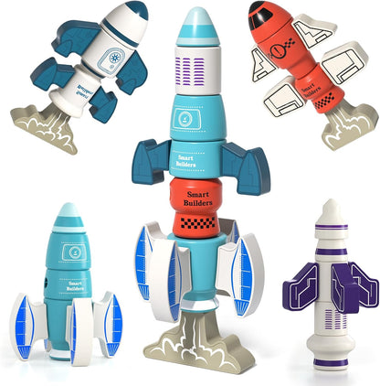 Magnetic Robot Toy for Kids 3-5, 35 PCS STEM Educational Playset with Storage Box, DIY Stacking Monster Robots, Toddler Creative Alien Toys Gift for Boys Girls (Christmas Birthday)