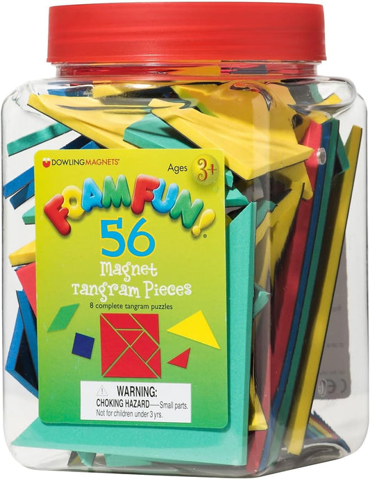 Dowling Magnets Foam Fun! Magnet Tangrams Pieces, Assorted Colors & Sizes (DO-732103)