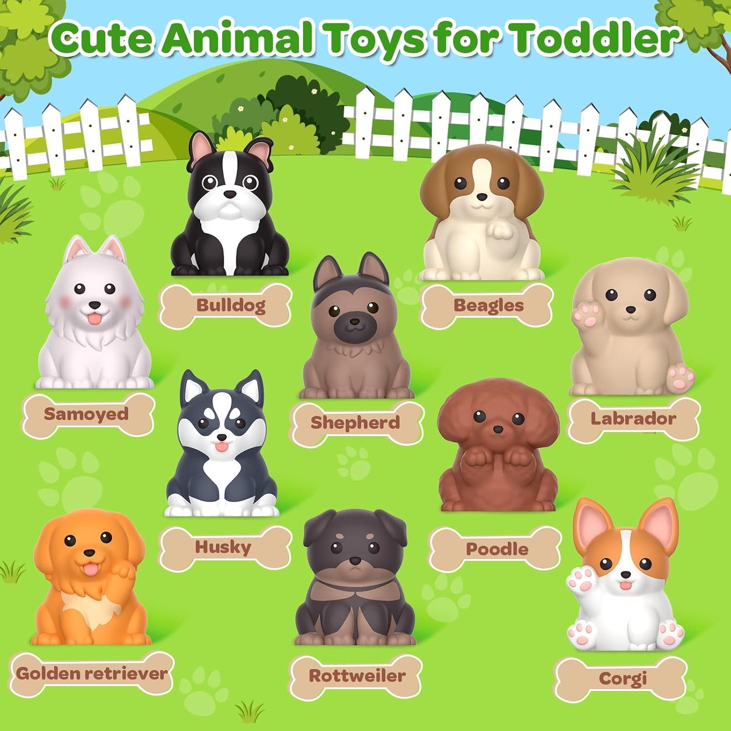 Learning Toy for Toddlers 1 2 3 Year Old, 10 Farm Animal Toys & 10 Barns, Counting, Matching & Sorting Montessori Educational Sensory Toys, Christmas Birthday Easter Gift for Baby Boy Girl 1-3