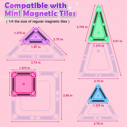 Magnetic Tiles Mini Travel Toys Set for Kids, Magnetic Blocks Building Toy Preschool Classroom Must Haves, Montessori Sensory Outdoor Kids Toys for Toddlers 3+ Year Old Girls Boys Travel Essential