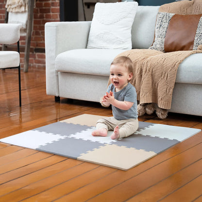 MioTetto Baby Play Mat, Soft Foam Floor Tiles for Kids. Adjustable Interlocking Foam Tiles, Fits with 50x50 Playpen Baby mat for Crawling & Development, Safe & Non-Toxic Playmat for Babies 6-12 Months