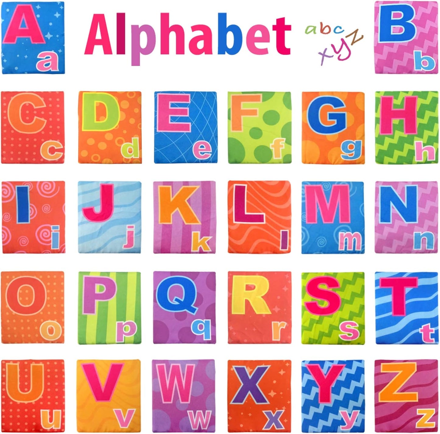 26 Pieces Soft Alphabet Cards with Cloth Storage Bag for Babies Infants, Toddlers and Kids ABCs Learning Flash Cards, Best Early Educational Toys for 0 1 2 3 Years Old Boys and Girls