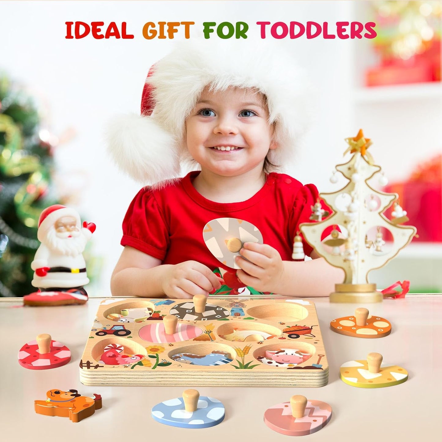 Zeoddler Easter Wooden Puzzles for Toddlers, 8 Pcs Farm Animal Matching Egg Puzzle, Montessori Toys for Boy Girl Birthday Gifts, Preschool Learning Activities & Educational Toys for Boys, Girls