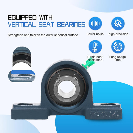 UCP202-10 Pillow Block Bearing,5/8" Bore Mounted Pillow Bearing Cast Iron Base -Self Aligning Chrome Bearing,2 Pcs