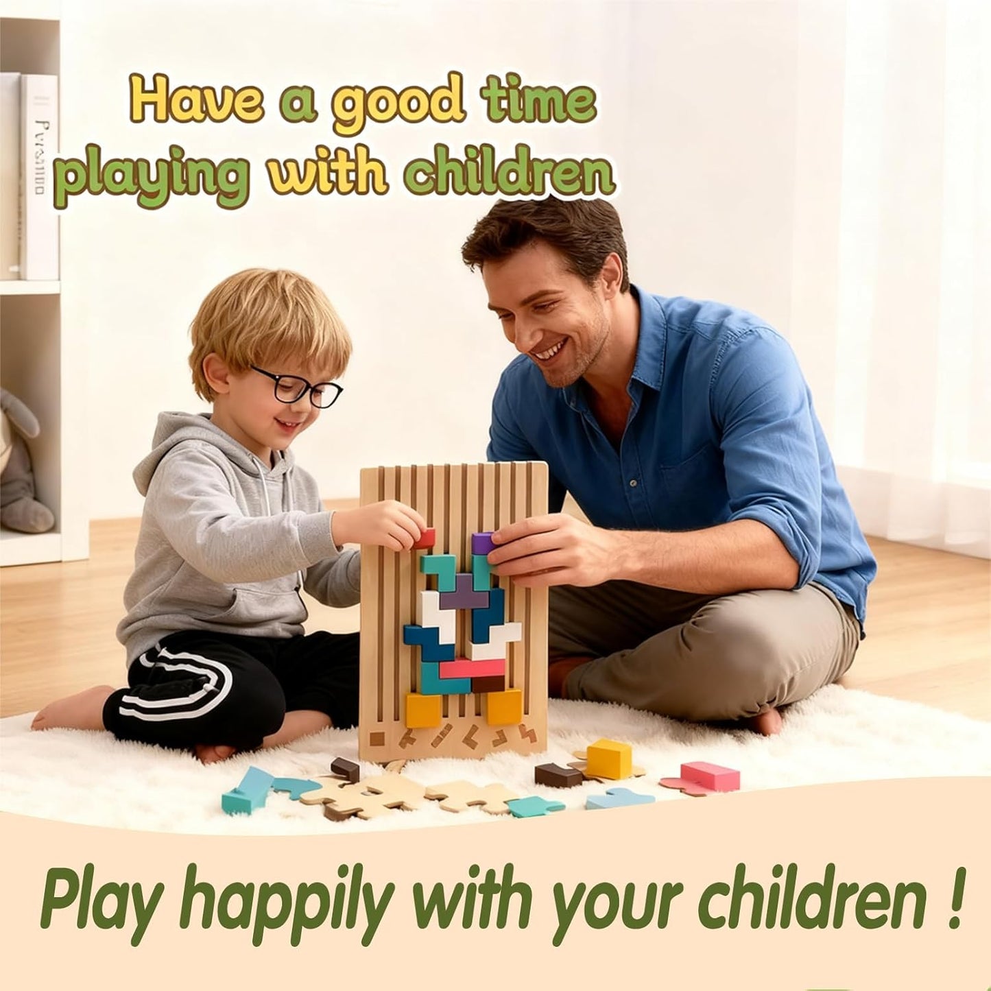 Wooden Montessori Russian Blocks Puzzle, 3D Stacking for Toddlers 3-6 Years Wooden Block, Montessori Educational Gift for Boys and Girls Board Game Educational Toys for Toddlers Brain Teasers