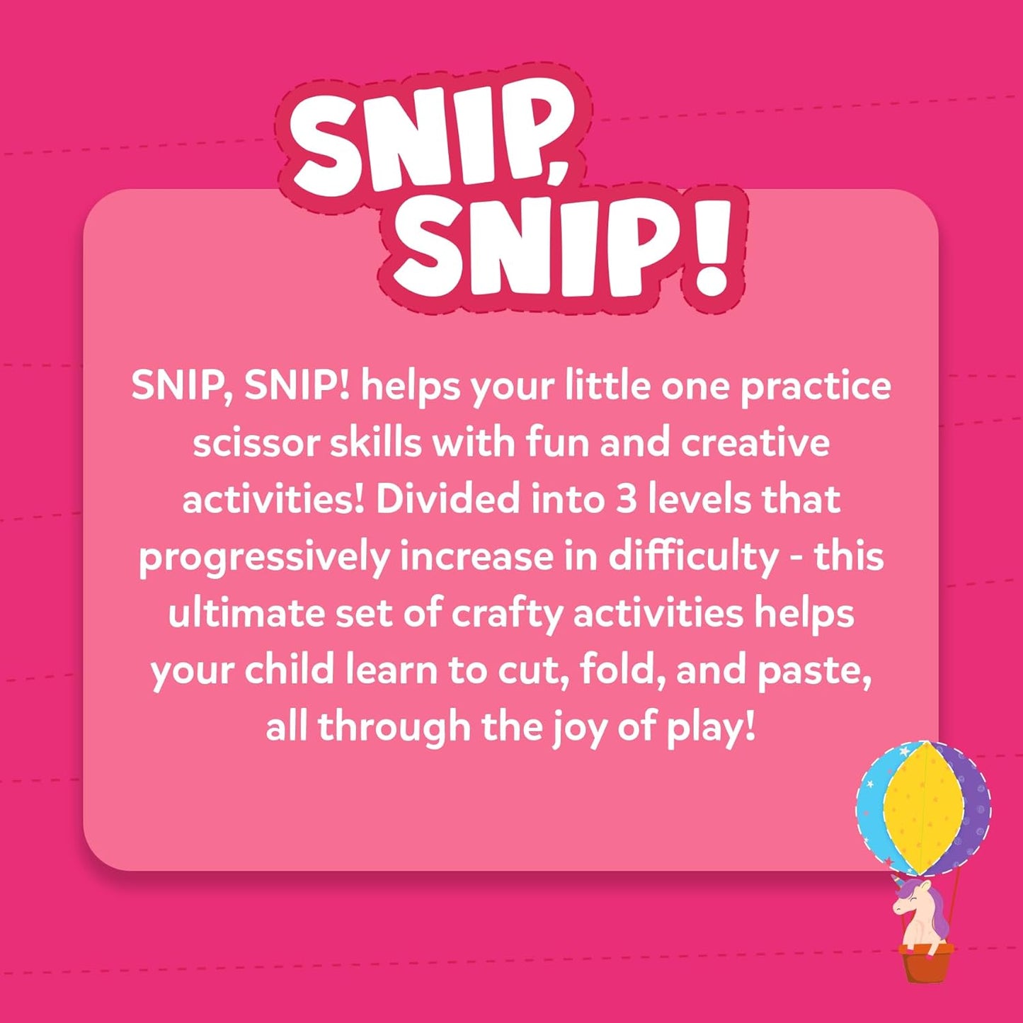 Skillmatics Scissor Skills Activity Book - Snip Snip, 25 Cutting Activities for Preschoolers, Felt Craft Kit, 2 Child-Safe Scissors, Fine Motor Skills, Screen-Free Fun, Gifts for Kids Ages 3-7
