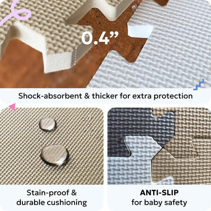 MioTetto Baby Play Mat, Soft Foam Floor Tiles for Kids. Adjustable Interlocking Foam Tiles, Fits with 50x50 Playpen Baby mat for Crawling & Development, Safe & Non-Toxic Playmat for Babies 6-12 Months