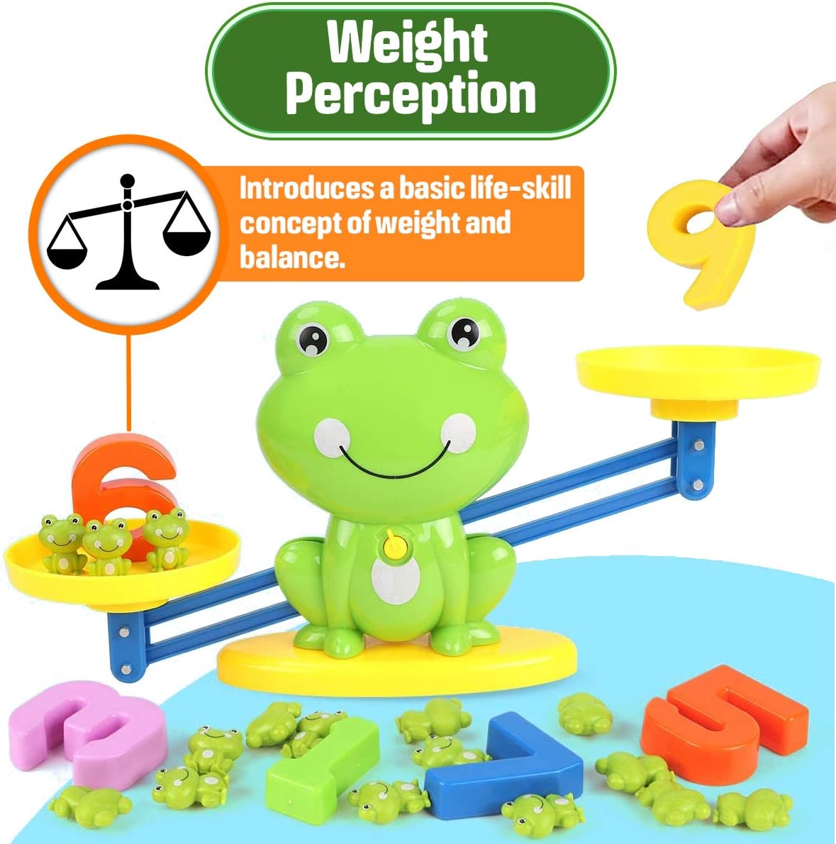CozyBomB™ Homeschool Kindergarten Frog Scale Cards Balance Board Game - Preschool Math Learning Stem Montessori Toys Educational Gifts for Boy Girl Ages 3 4 5 6 Year Old Birthdays Christmas Holidays
