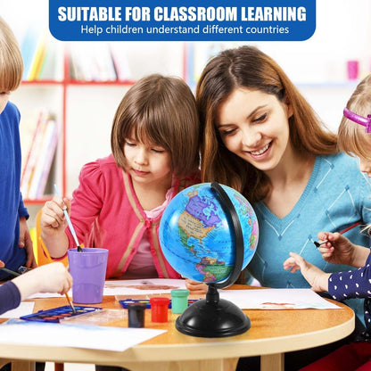 KISEER Rotating World Globe 6 Inch Spinning Earth Globe with Stand for Kids Learning Geography Classroom Education or Office Home Decorations