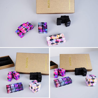 4 Packs Infinity Cube Toy Stress Relieving Game for Kids and Adults,Cute Mini Unique Gadget Anxiety Relief Kill Time Magic Puzzle Flip ADD, ADHD, Killing