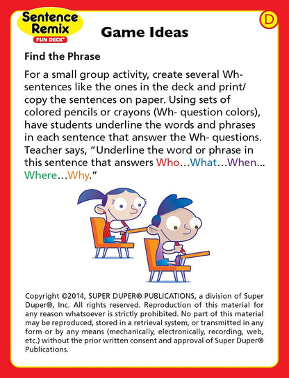 Super Duper Publications | Sentence Remix Fun Deck Reading Comprehension Flash Cards | Educational Learning Resource for Children