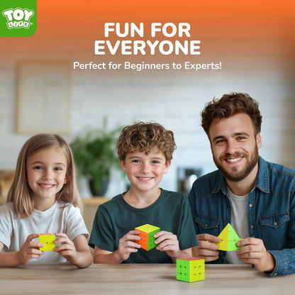 STEAM Life Speed Cube Set, Speed Cube Set of 2x2 3x3 4x4 Megaminx and Pyramid Cube Smoothly Stickerless Magic Cubes Collection for Kids & Adults