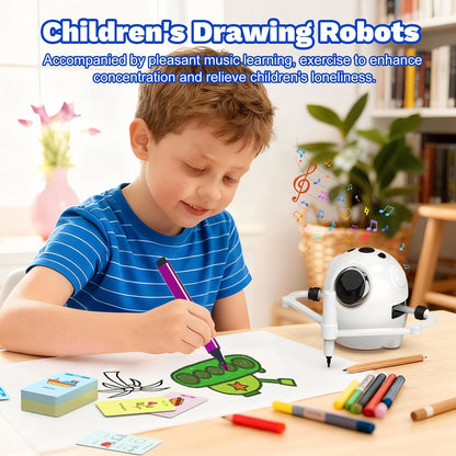 Drawing Robot for Kids with 150 Cards, Camera Recognition Interactive Educational Drawing Kit for Kids, Montessori Painting Learning Toys for 3-8 Year Old Boys Girls Birthday Party Gift