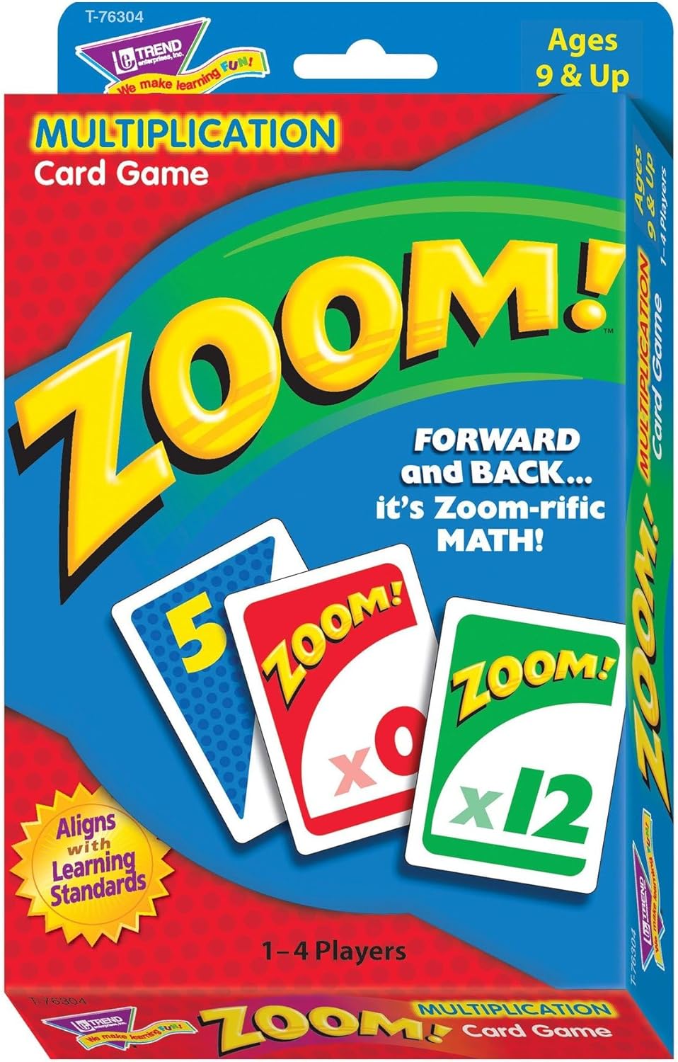 Trend Enterprises: Zoom! Multiplication Card Game, Use Addition Skills, Build Multiplication Skills, Test Probability, Surprise Cards Send Scores to Zero, 1 to 4 Players, for Ages 9 and Up