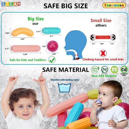COUOMOXA Magnetic Toy Montessori for Kids: 3 4 5 6 7 8 9 10 11 12 Years Old Kids Building Sticks - Magnetic Creative Toy Age 3-12 Playroom Family - Christmas Birthday Gift for Boys Girls