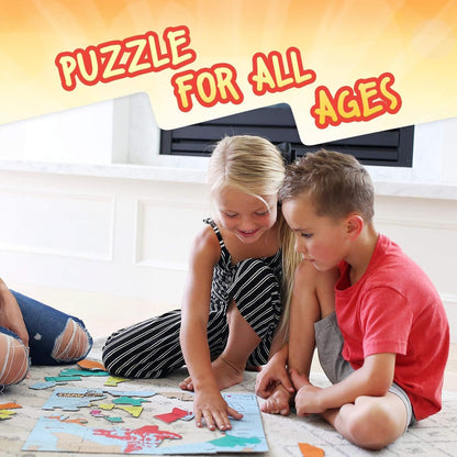 GeoToys GeoPuzzle, World Jigsaw Puzzles, 68 Pc Geography Game & Map Puzzle, Educational Games & Kids Learning Activities, Puzzle Gifts for Children Ages 6-9, Fun Learning Toys for Kids