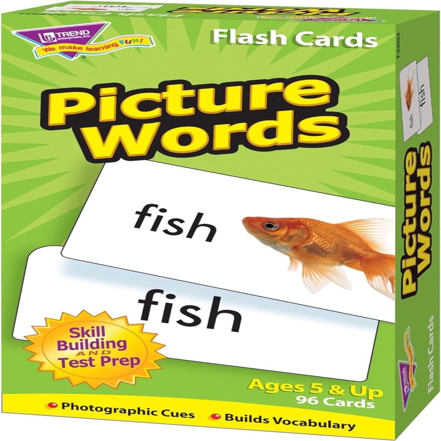Trend Enterprises: Picture Words Skill Drill Flash Cards, Content-Rich Self-Checking Cards to Practice and Master, Great for Skill Building, 96 Cards Included, Ages 5 and Up