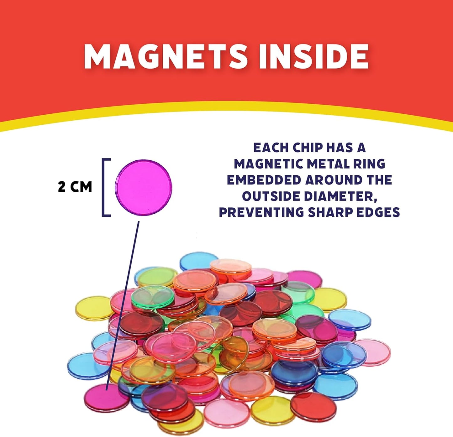 POPULAR PLAYTHINGS 500 Steel Ringed Bingo Chips - Durable Metal Edge Counting Chips for Classroom Learning, Bingo Games, and Educational Activities