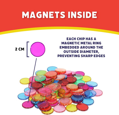 POPULAR PLAYTHINGS 500 Steel Ringed Bingo Chips - Durable Metal Edge Counting Chips for Classroom Learning, Bingo Games, and Educational Activities