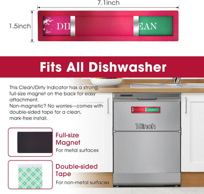 Clean Dirty Magnet for Dishwasher, Premium Stainless Steel, Dirty/Clean Speckled Design, Durable Magnet & Clear Indicators with Extra Tape (Silvery-Gray-01)
