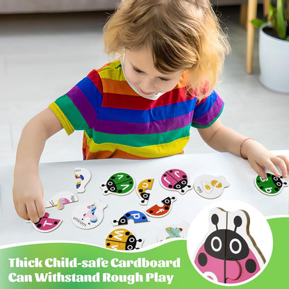 Ladybug Self Correcting Alphabet Puzzle: Letter Matching Games for Toddlers 3-5, 52pcs Double-Sided Montessori ABC Puzzles Cards Preschool Learning Activities Educational Toy Gift for Kids