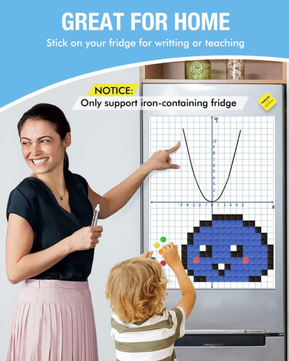 HOMiDEK Magnetic Handwriting Paper for Whiteboard - 17.5x24 in Dry Erase Writing Paper with Lines - Lined Notebook White Board with Markers, Magnet, Eraser