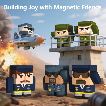 GobiDex 100PCS Army Magnetic Tiles Building Set for Kids, STEM Military Magnetic Building Blocks with 6 Magnetic Army Men, Educational Construction Toys Gift for Boys Girls 3 4 5 6 7 8 9+ Year Old