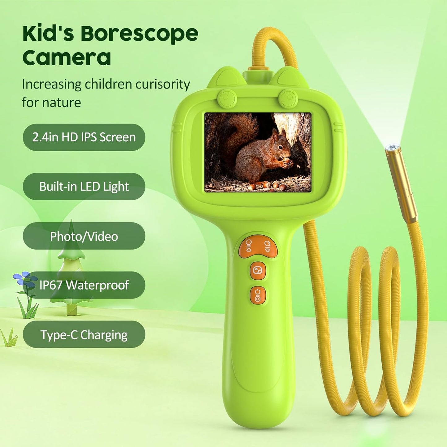 JDZ Kids Borescope Toy with Light, STEM Educational Toy, Birthday Gift for Boys Girls, Outdoor, Nature Exploration, Kids Toy for 4 5 6 7 8 9 10 Years Old