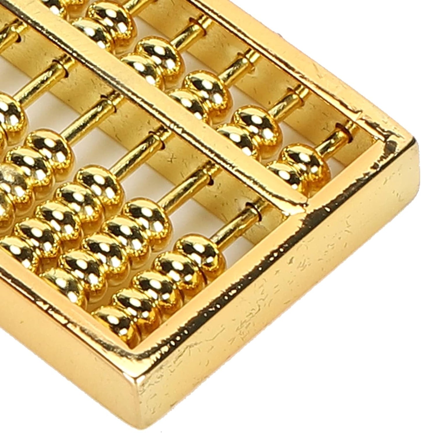 Vintage Style Mini Brass Abacus, 9 Gears Chinese Math Calculating Tool, Handmade Ornaments with Wealth Symbol, 4.5 x 0.5 x 2.5cm, for Kids Adult Collection Gift