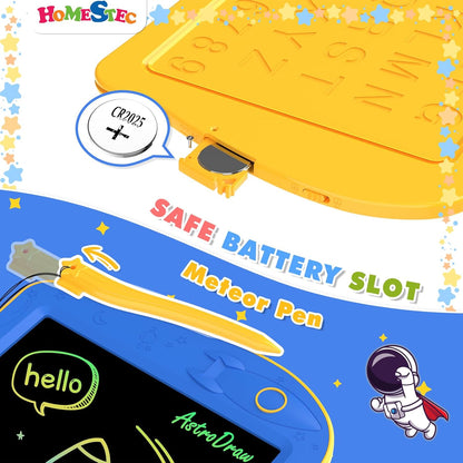 [ClimatePartner Certified] HOMESTEC Astrodraw Drawing Pad, Colorful LCD Writing Tablet for Kids, Doodle Board for Toddlers 3 4 5 6 Years Old, Travel Toy Birthday Gift for Boys Girls (Aqua/Purple)