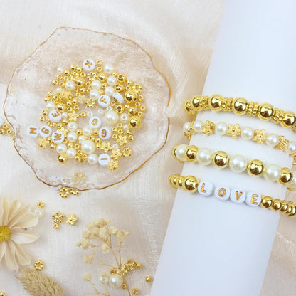 Hpebl 2136PCS Beads for Bracelets Pearl Bracelet Making Kit Friendship Bracelet Kits Bracelet Bead Kits Small Pearl Bead and Gold Beads Beading Kit for Bracelets Jewelry Making Kit