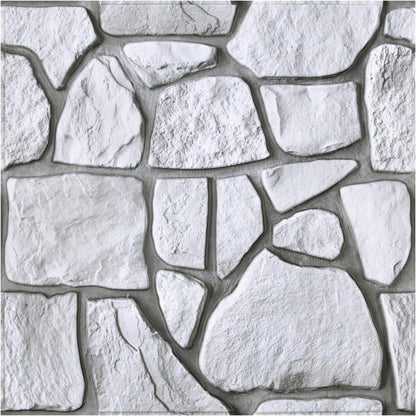COMSTICKC 3D Faux Gray Stone Wall Sticker Peel and Stick Wall Panels,10 Pcs of 12"X12",Ultra-Light Thin PVC Decorative Tiles Rocks Stone Backsplash Interior Decor,Paintable