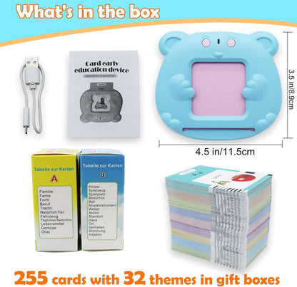 Spanish & English 510 Words Alphabet Bilingual Talking Flash Cards for 3-8 Years Toddlers, Pocket Speech Buddy Therapy Autism Toys, Educational Learning Interactive Toy for Boys Girls Kids Gifts Blue
