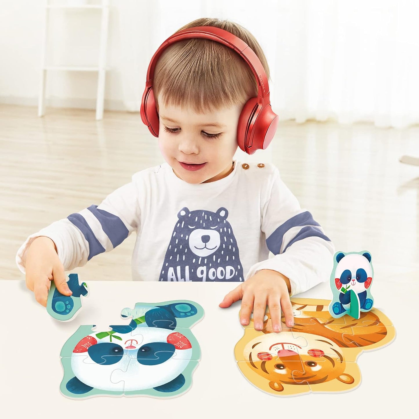 Toi 6 Packs Large Piece Toddler Jigsaw Puzzles for Kids Aged 2.5+, Animal Shaped Floor Puzzles for Beginner, Preschool Learning Game for Boys Girls, Traffic