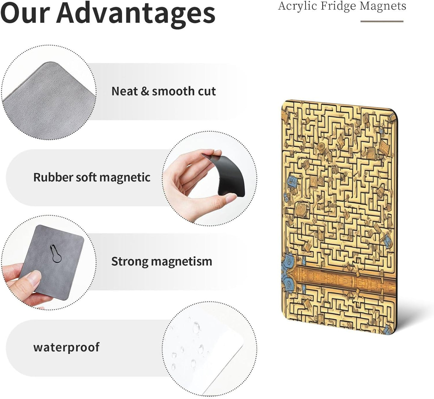 Treasure Maze Prints Soft Magnetic Refrigerator Magnets, Non Slip, Stylish Decoration, Suitable for Storage Cabinets and Message Boards.