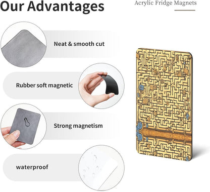 Treasure Maze Prints Soft Magnetic Refrigerator Magnets, Non Slip, Stylish Decoration, Suitable for Storage Cabinets and Message Boards.