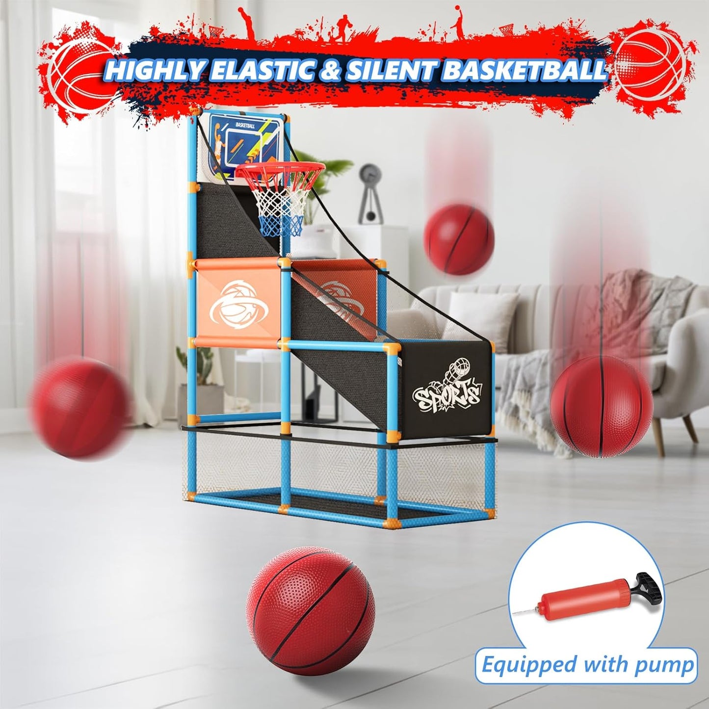 Toddler Basketball Hoop & Soccer Goal Baseball Play Activity Center,Toys for 1 2 3 Year Old Boys Girls,Montessori Sports Toys with Sound Music Christmas Birthday Gifts for Baby Kids 12 Months+