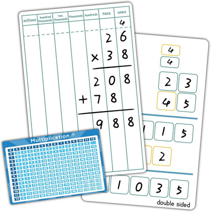 2 Pcs Dry Erase Number Line Board, Double Sided Number Line for Students, Homeschool, Teacher Supplies, Classroom, Math Game for Math Center，High Quality Durable 12 x 4 Inch 0-10, 0-20