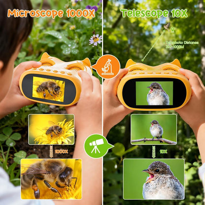 2-in-1 Kids Microscope Telescope, Temodu 2.0" 1000X Digital Microscope for Kids, HD Portable Education Telescope for Kids Birthday Festival Gift, Science Fun Toys for Children Age 4-12 (Purple)