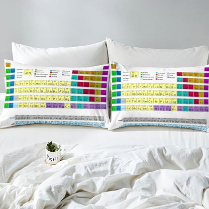 Erosebridal Science Theme Bedding Set Queen Size for Boys Girls Chemistry Periodic Table Print Duvet Cover Chemical Subject Theme Comforter Cover Teens Kids Math Science Atyle Bedspread Cover 3 Pcs