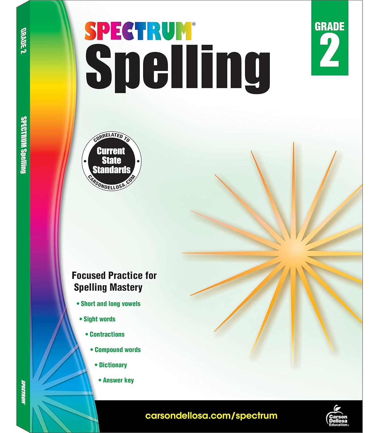 Spectrum Spelling Workbook Grade 2, Ages 7 to 8, 2nd Grade Spelling Workbook, Phonics, Handwriting Practice with Sight Words, Vowels, and Compound Words With English Dictionary - 208 Pages