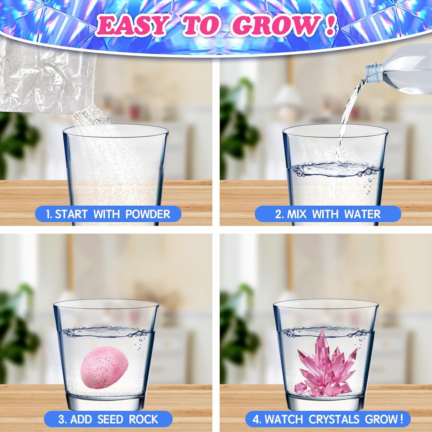 rifamee 24 Pack Valentines Day Gifts for Kids Science Kit Planting Crystal Classroom Exchange School Activities Party Favors for Boys and Girls with Card
