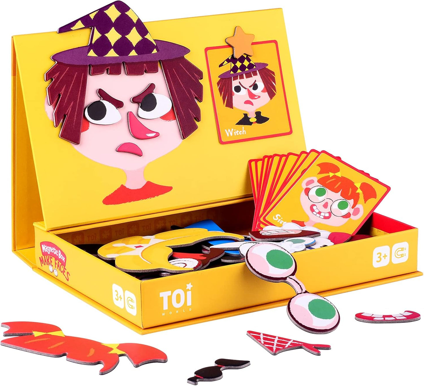 Toi Kids Magnet Toys Magnetic Jigsaw Puzzle Boxes with Game Board for Kids Ages 3-8, Portable Travel Game, Transport