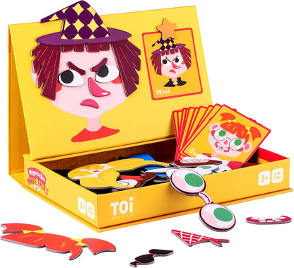 Toi Kids Magnet Toys Magnetic Jigsaw Puzzle Boxes with Game Board for Kids Ages 3-8, Portable Travel Game, Transport
