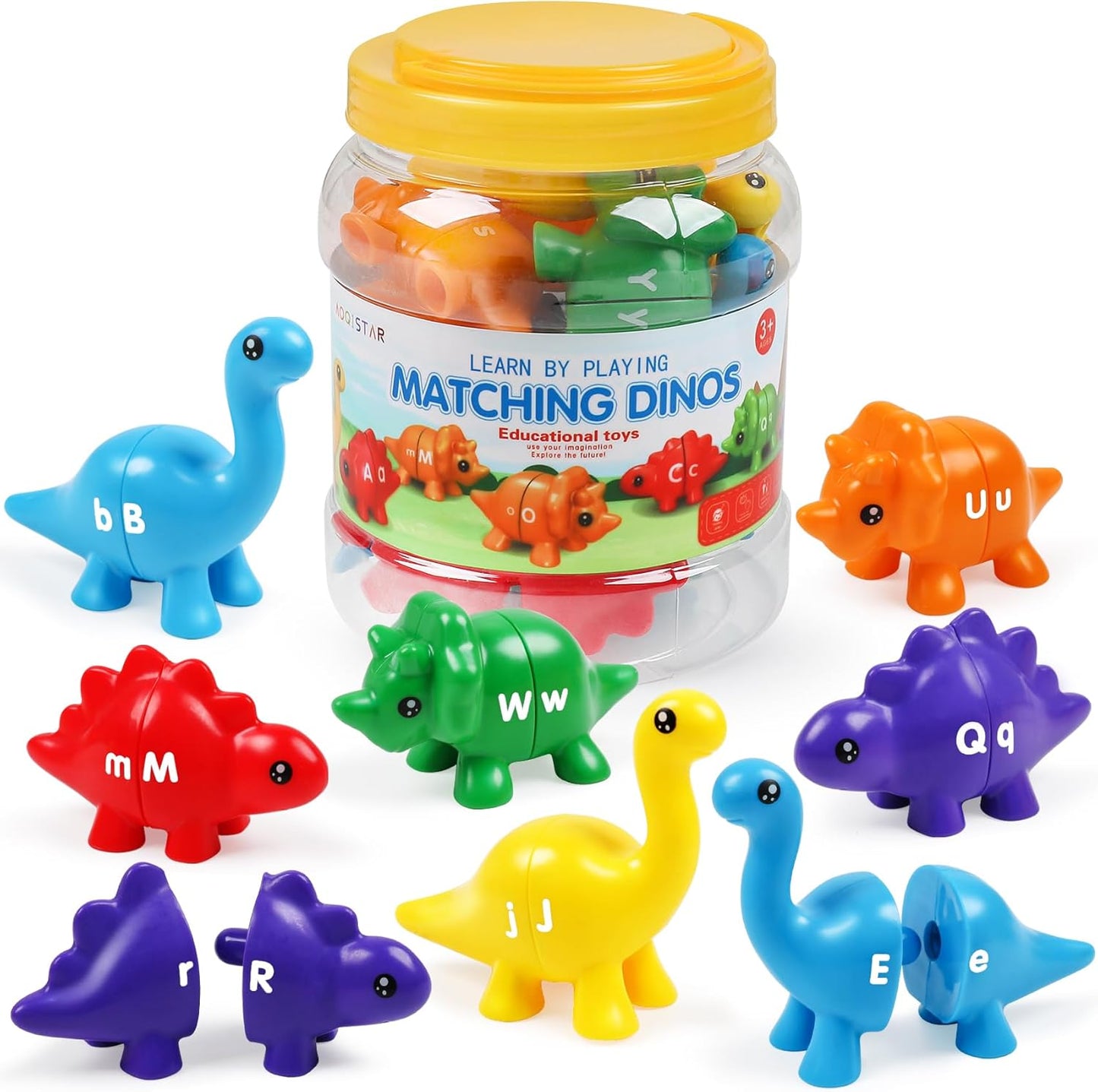 Montessori Matching Dinosaurs Toy, Color and Shapes Recognition, Snap and Pattern Match Game Preschool Learning Toys Homeschooling Class Activity Teaching Tool, Birthday Gift for Kids boys & Girls