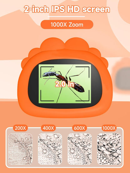 Acoath Microscope for Kids, 1000X Handheld Digital Miniscope with 2.0" Screen, Portable Pocket Microscope Education Toys Birthday Gifts for Age 3 4 5 6 7 8 9 10 Girls Boys