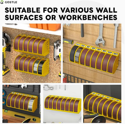 5 Inch Professional Sanding Discs Storage Bins - 8 Bins Set for Efficient Organization, Offset Snap-On Connection, Grit Classification, Space-Saving Design and Versatile Application, Red